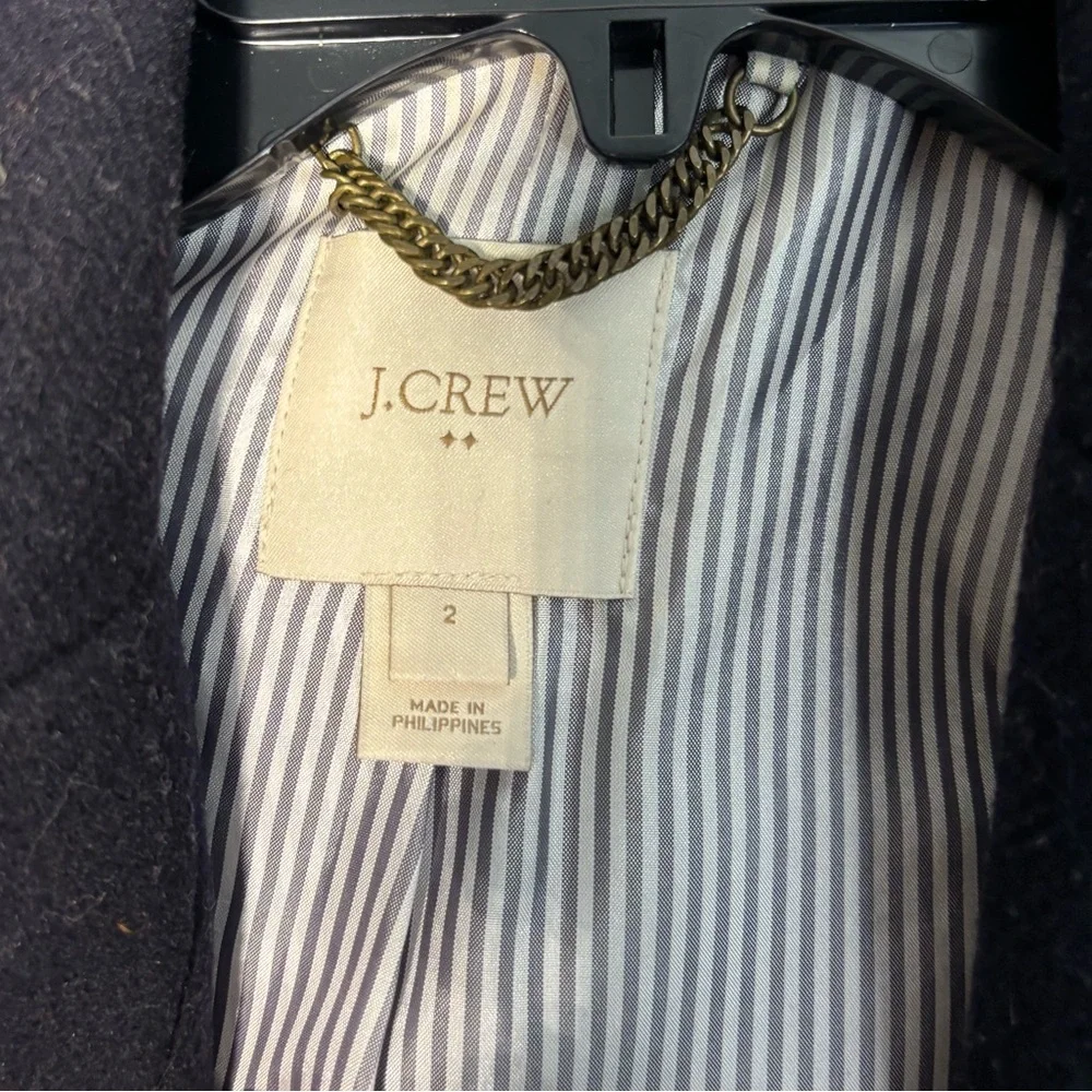 J.Crew Wool Single Breasted Topcoat Pea Coat Winter Jacket Preppy Size 2 - Picture 3 of 4